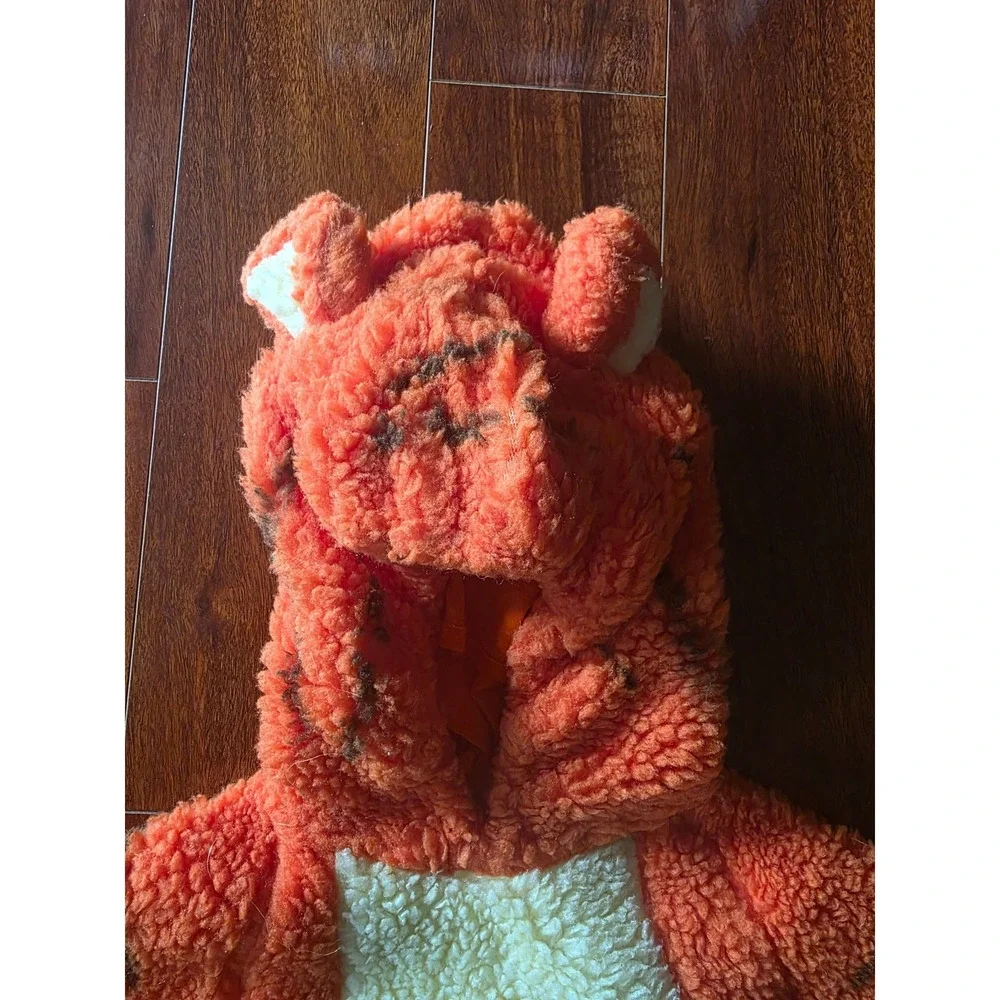 Disney Store Tigger Plush Fleece Costume Jumpsuit Kids 4-6T Orange Striped - Picture 4 of 9